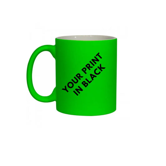 PERSONALISED Neon GREEN  11OZ Ceramic Coffee Mug Fluorescent Matt Tea Cup - ANY TXT