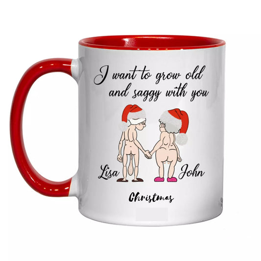 PERSONALISED CHRISTMAS Mug-I want to grow old with you . christmas gift