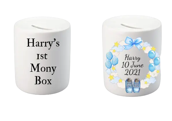 Personalised Money Box Piggy Bank New Baby Girl Gift Christening 1st Birthday