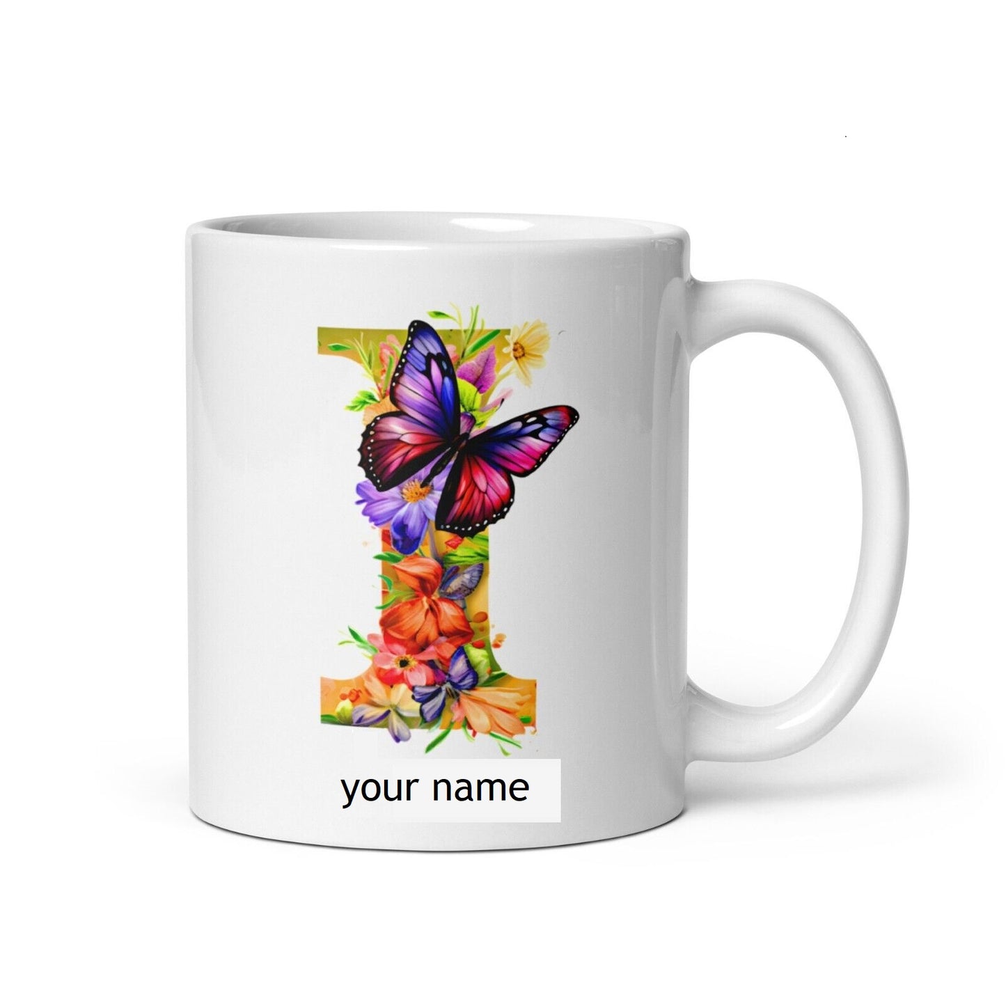 Personalised Beautiful Butterflies & Flowers Novelty Gift Fine Bone Mug