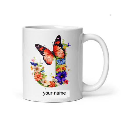 Personalised Beautiful Butterflies & Flowers Novelty Gift Fine Bone Mug