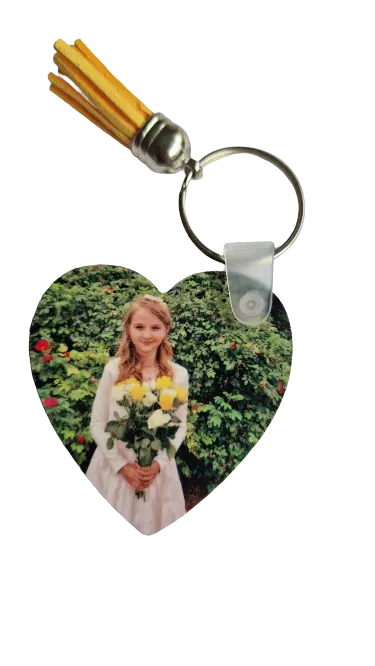 Personalised Photo And Text Keyring Full Colour - heart