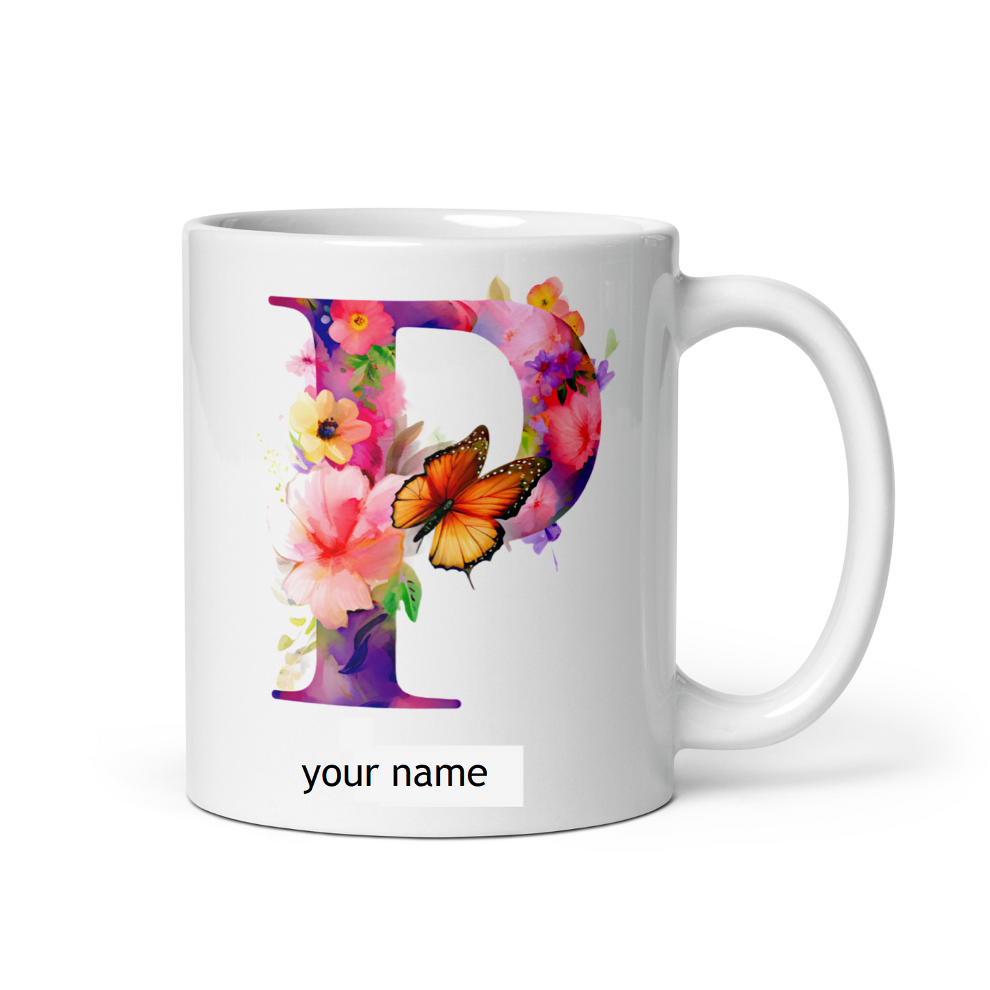 Personalised Beautiful Butterflies & Flowers Novelty Gift Fine Bone Mug