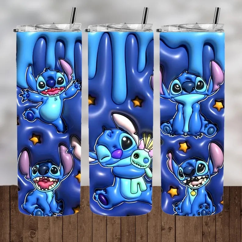 Personalised  Tumbler Stitch  Water Bottle, Insulated Flask & Straw, Stainless Steel Drinkware  16 amazing  3D patterns to choice